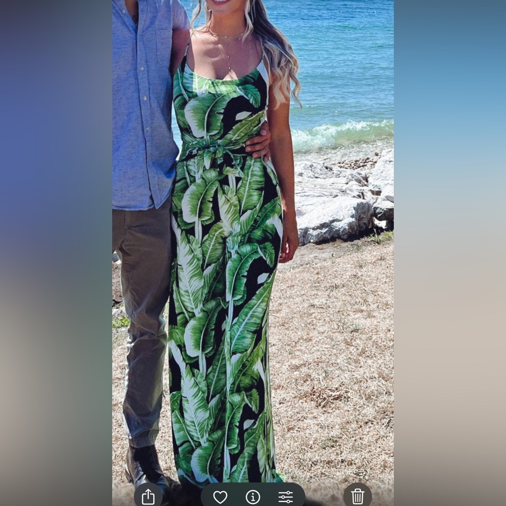 Tropical Leaf Print Jumpsuit